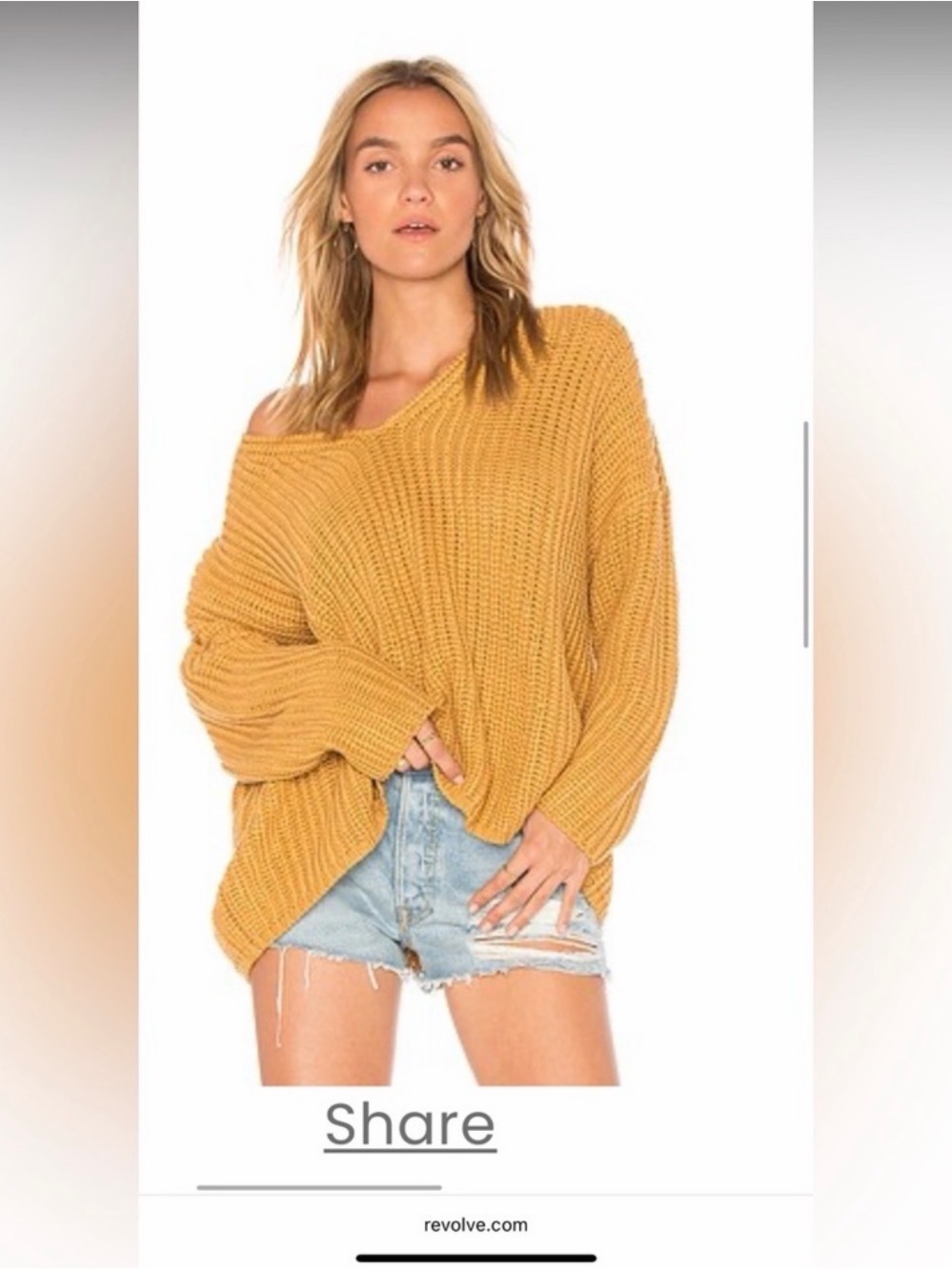 Tularosa x Revolve Adams Sweater Mustard Ochre V-Neck Chunky Knit XXS Oversized